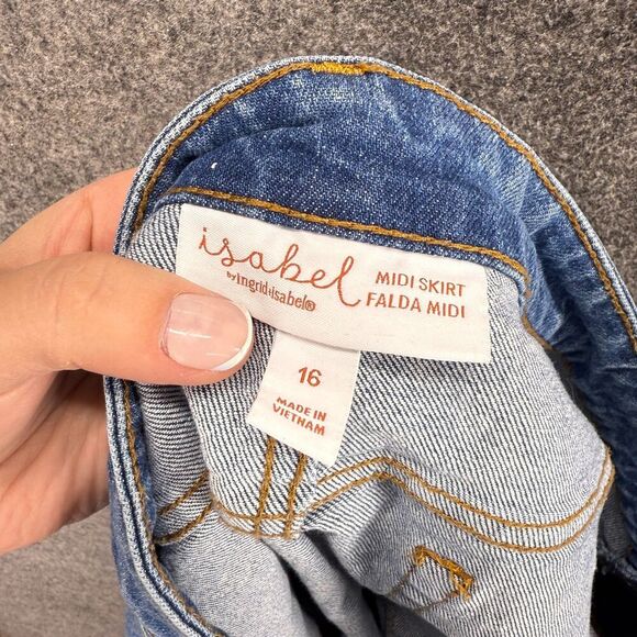 Ingrid & Isabel Maternity Skirt Women 16 Blue Denim Medium Wash A-Line Midi - Picture 5 of 7